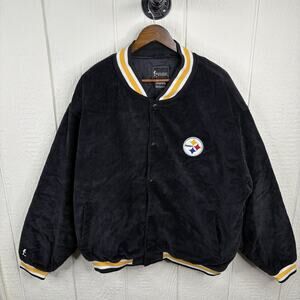 Y2K Black Corduroy Pittsburgh Steelers Bomber Size X-Large